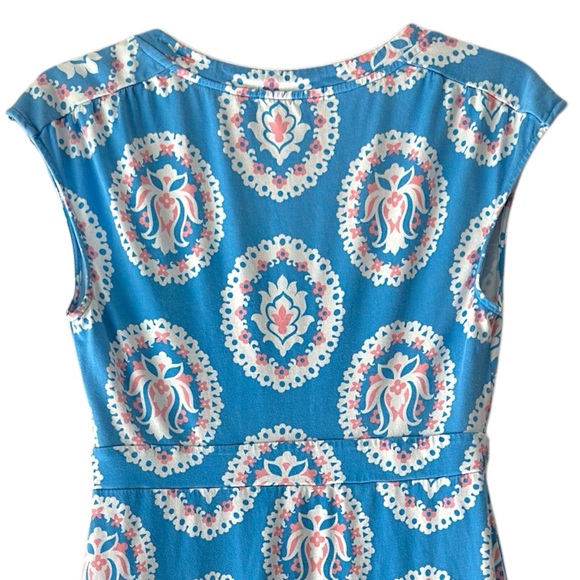 BODEN | NWOT IBIZA DRESS CAP SLEEVES COTTON MODAL POCKETS BLUE PINK | 4 LONG - Picture 7 of 11